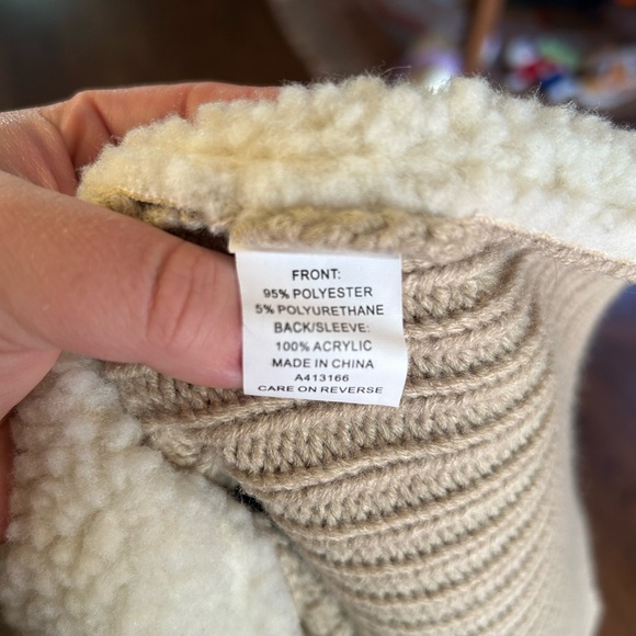 WD NY Faux Leather / Sherpa Open Front Cardigan / Duster Size L NWT - Picture 6 of 6